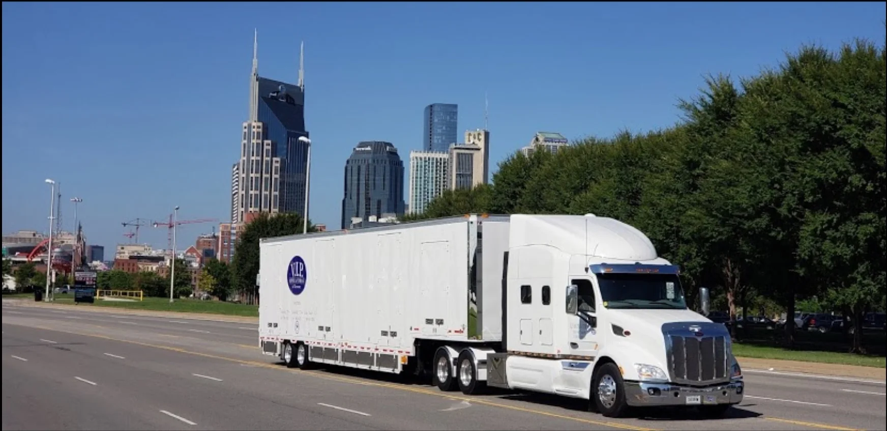 VIP Moving and Storage long-haul truck on the road in Nashville Tennessee