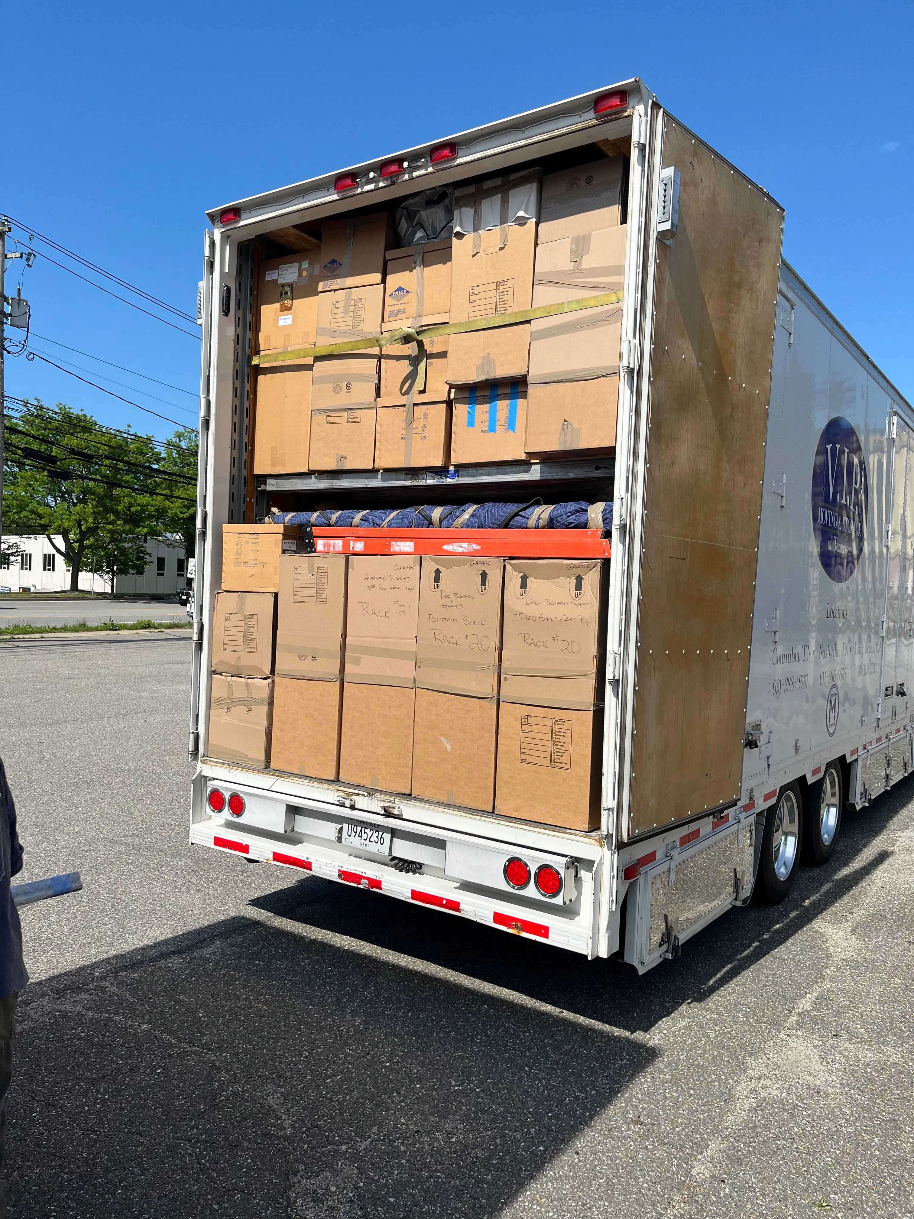 VIP truck loaded with moving boxes