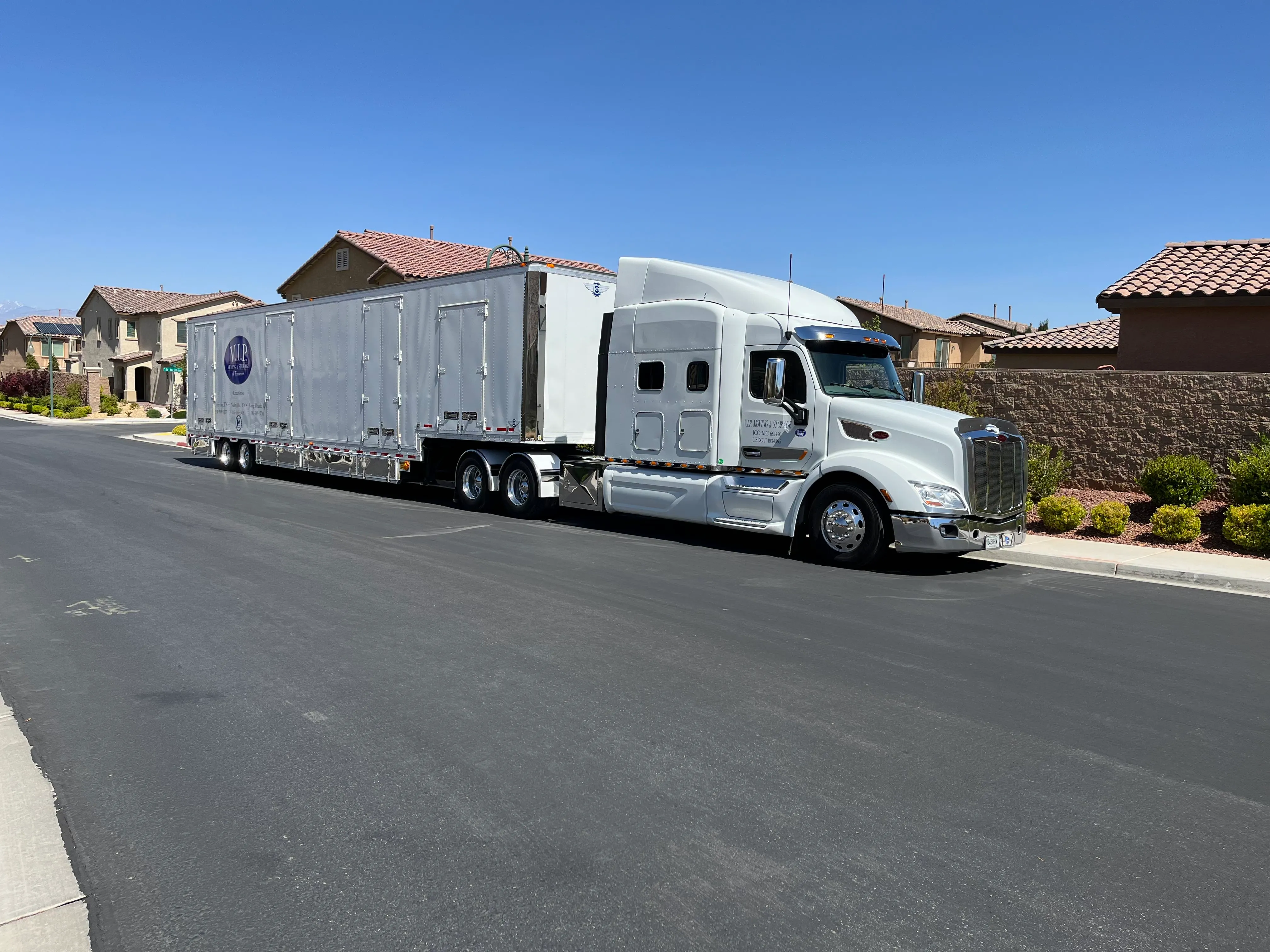 VIP semi truck in suburban neighborhood